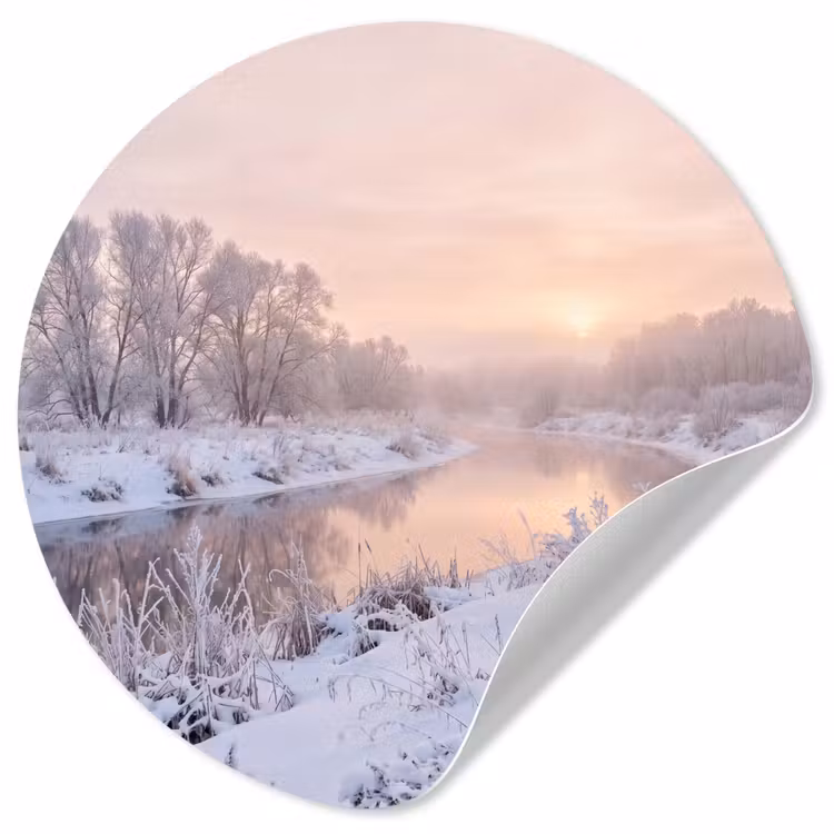 Behangcirkel - Rivier - Winter - Landschap - Sneeuw - Zonsopgang — 1