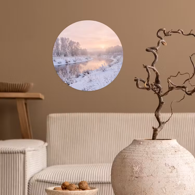 Behangcirkel - Rivier - Winter - Landschap - Sneeuw - Zonsopgang — 2