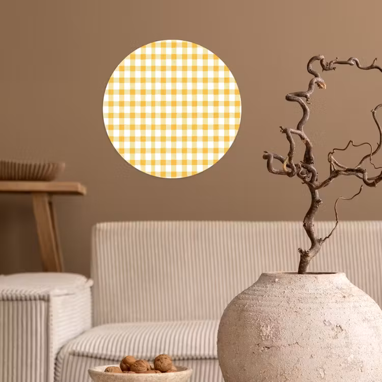 Behangcirkel - Ruit - Gingham - Klassiek - Geel en Wit — 2