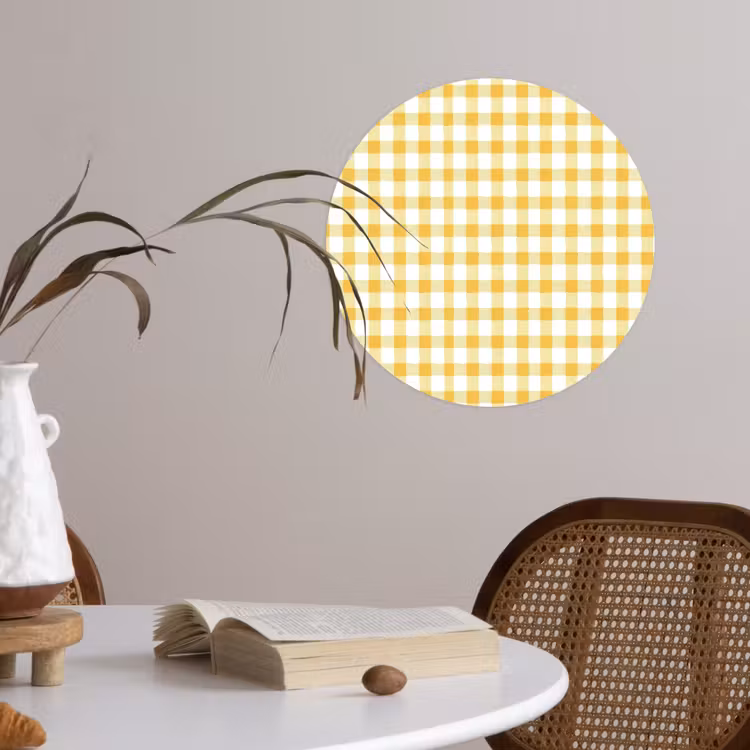 Behangcirkel - Ruit - Gingham - Klassiek - Geel en Wit — 4