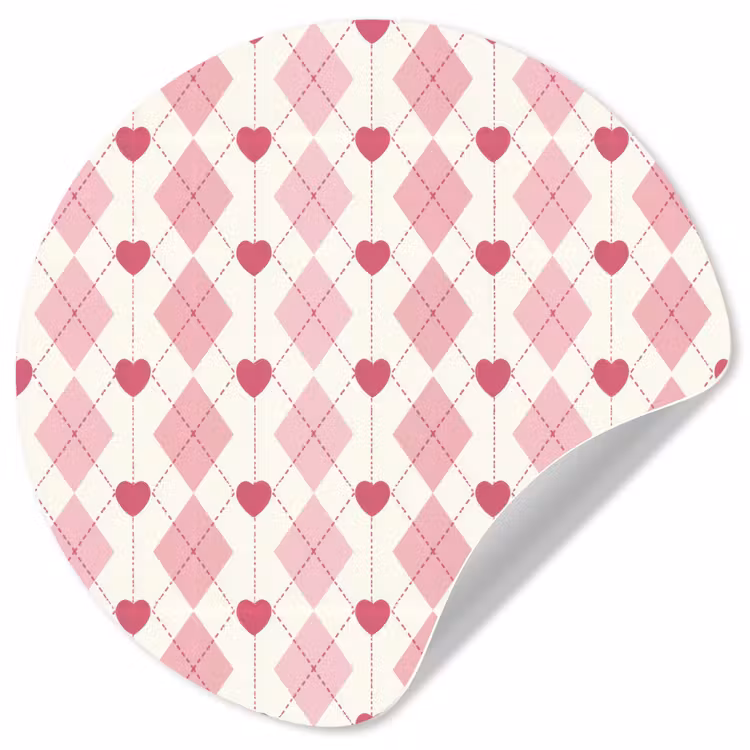 Behangcirkel - Ruiten - Klassiek - Roze - Wit — 1
