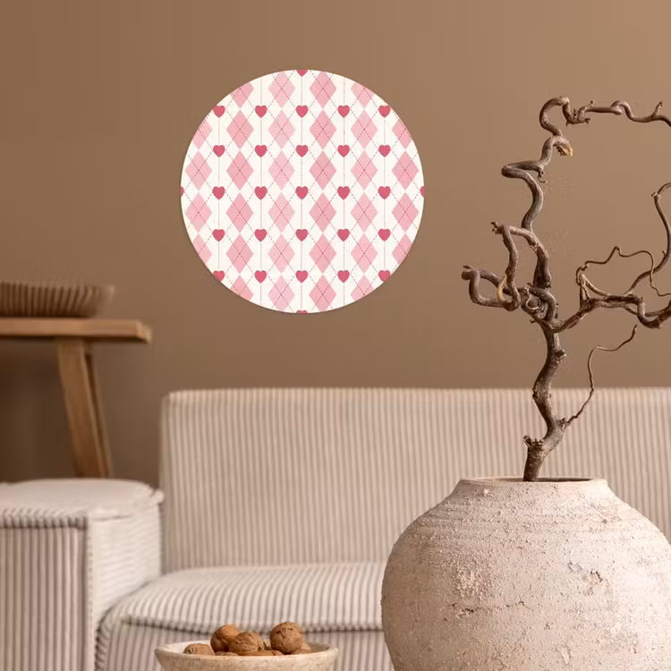 Behangcirkel - Ruiten - Klassiek - Roze - Wit — 2
