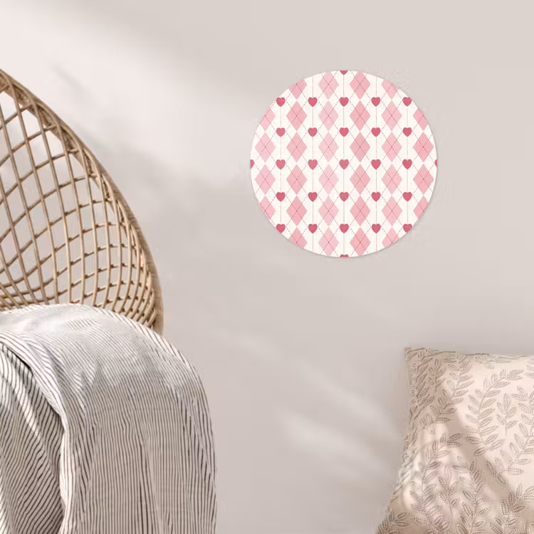 Behangcirkel - Ruiten - Klassiek - Roze - Wit — 5
