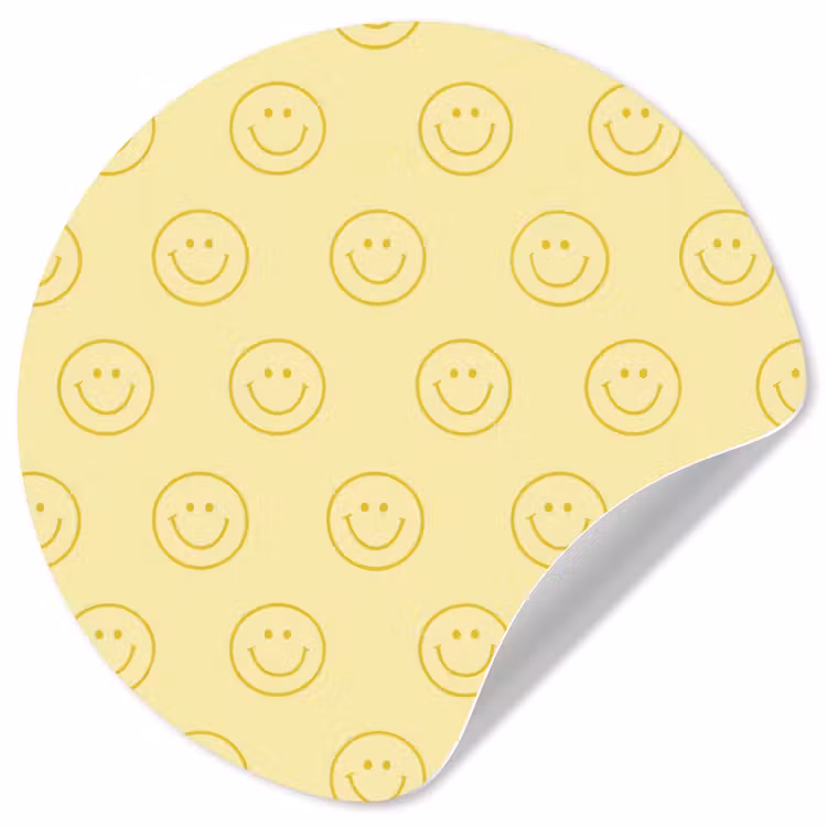 Behangcirkel - Smileys - Patroon - Retro - Zachtgeel — 1