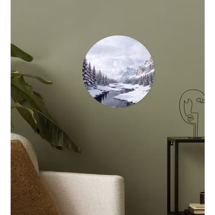 Behangcirkel - Sneeuwlandschap - Bergen - Rivier - Winter — 3
