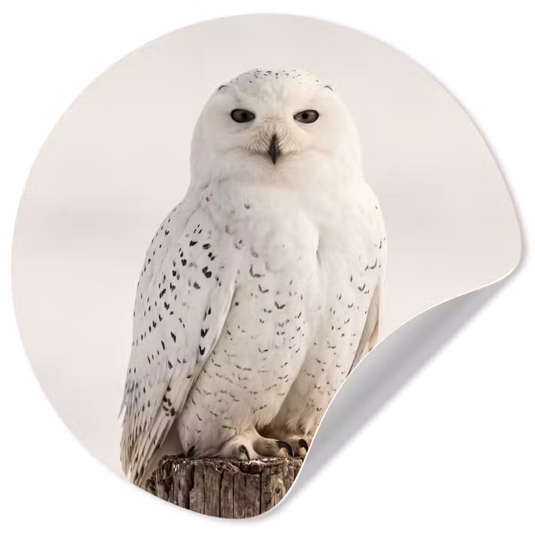 Behangcirkel - Sneeuwuil - Paal - Winter - Portret - Majestueus — 1