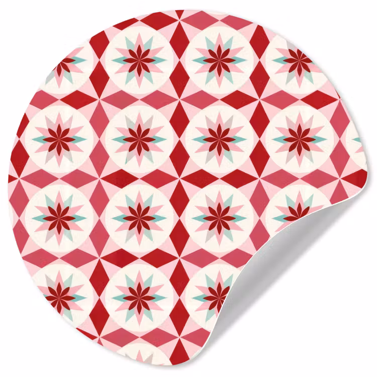 Behangcirkel - Tegelpatroon - Sterren - Retro - Roze - Mintgroen — 1