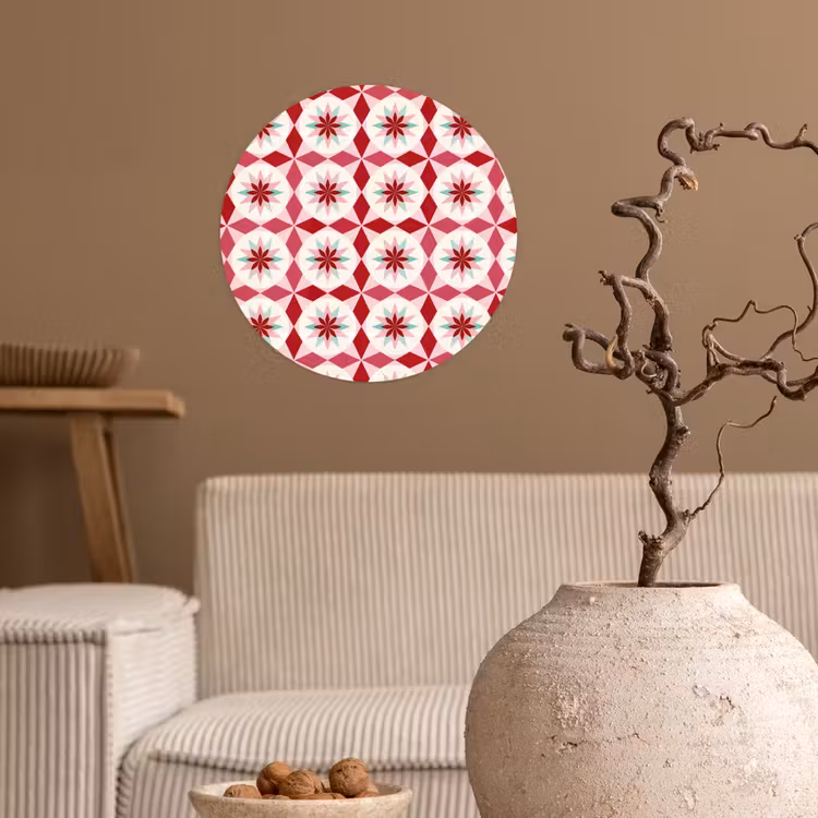 Behangcirkel - Tegelpatroon - Sterren - Retro - Roze - Mintgroen — 2