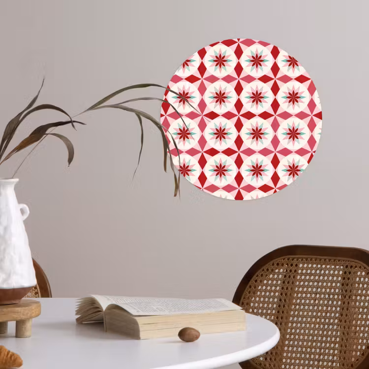 Behangcirkel - Tegelpatroon - Sterren - Retro - Roze - Mintgroen — 4