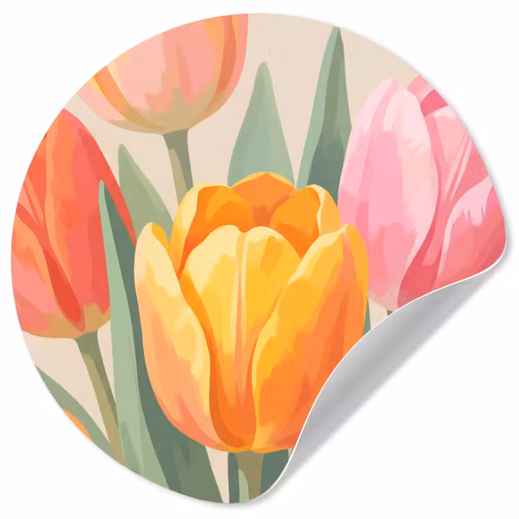 Behangcirkel - Tulpen - Abstract - Kleurrijk — 1