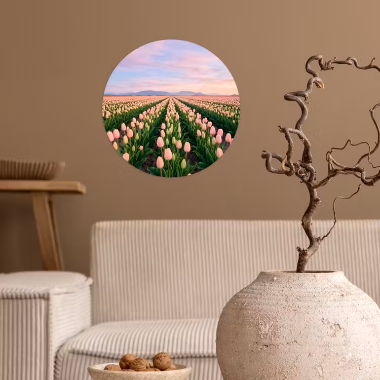 Behangcirkel - Tulpen - Landschap - Roze — 2