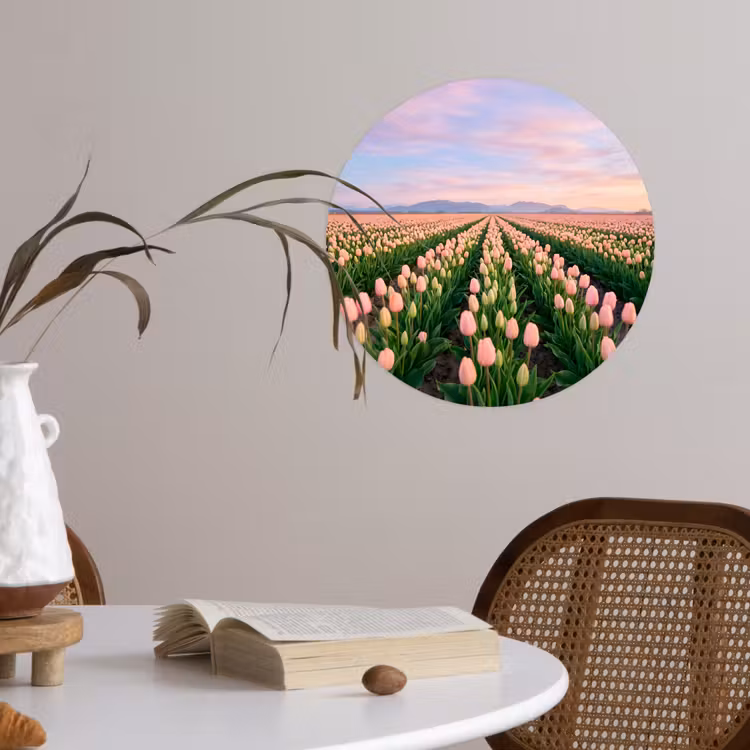 Behangcirkel - Tulpen - Landschap - Roze — 4