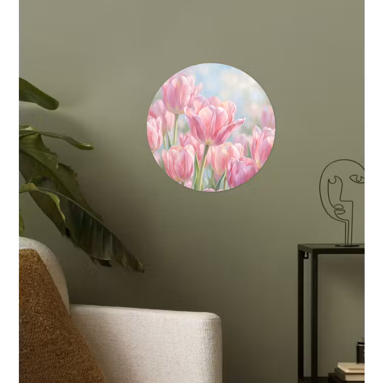 Behangcirkel - Tulpen - Veld - Lente - Roze — 3