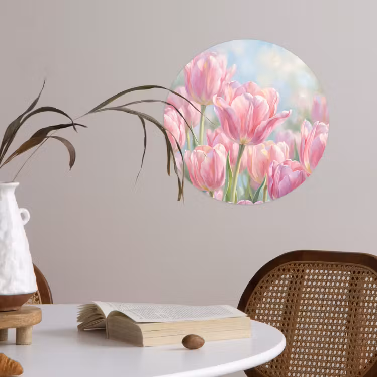 Behangcirkel - Tulpen - Veld - Lente - Roze — 4