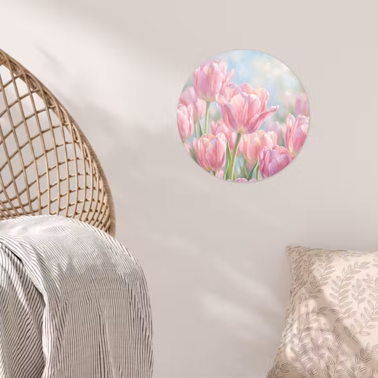 Behangcirkel - Tulpen - Veld - Lente - Roze — 5