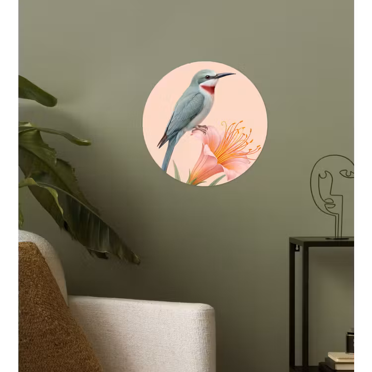 Behangcirkel - Vogel - Bloem - Natuur - Roze — 3