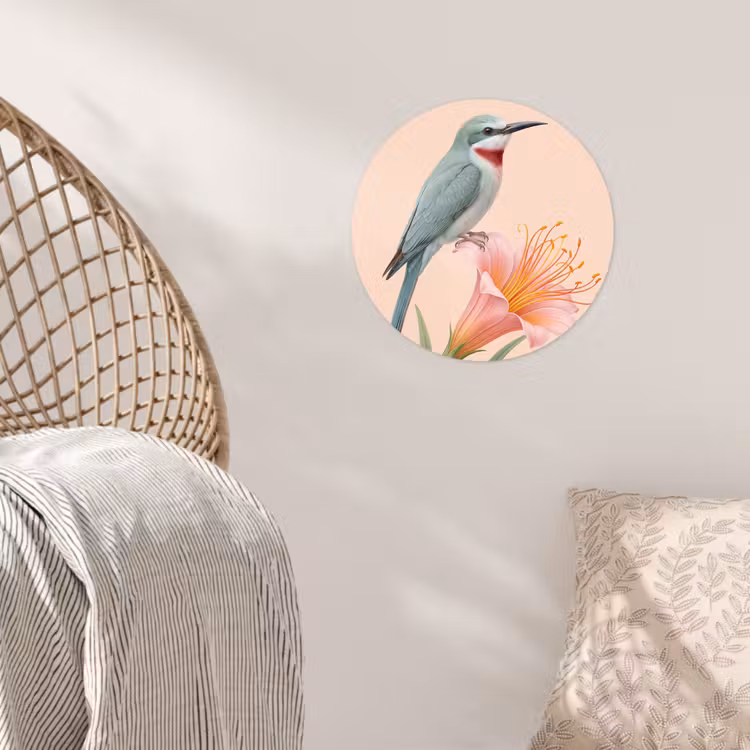 Behangcirkel - Vogel - Bloem - Natuur - Roze — 5