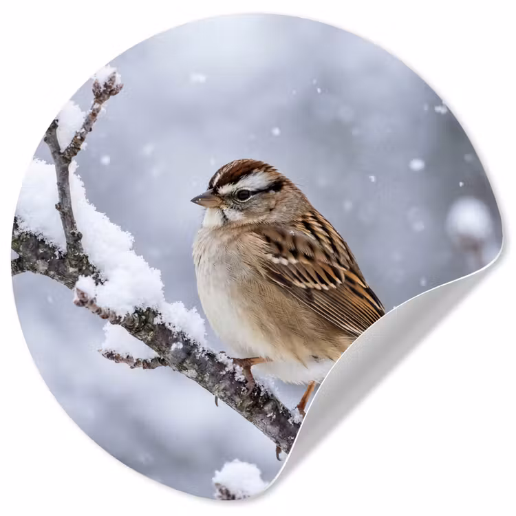Behangcirkel - Vogel - Tak - Sneeuw - Winter — 1