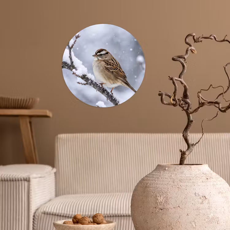Behangcirkel - Vogel - Tak - Sneeuw - Winter — 2