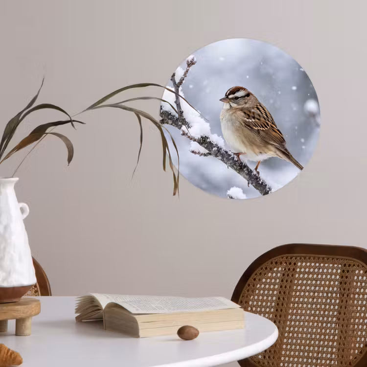 Behangcirkel - Vogel - Tak - Sneeuw - Winter — 4