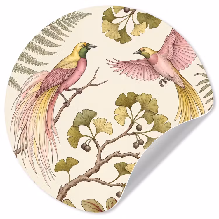 Behangcirkel - Vogels - Tropisch - Botanisch - Roze — 1