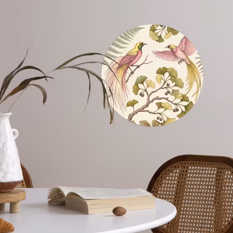 Behangcirkel - Vogels - Tropisch - Botanisch - Roze — 4