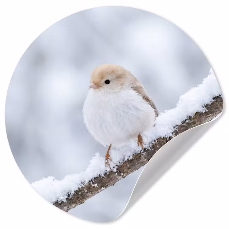 Behangcirkel - Vogeltje - Sneeuw - Tak - Winter - Zacht — 1