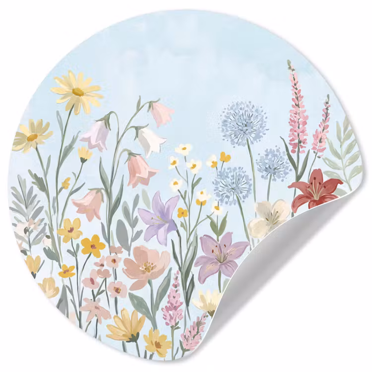 Behangcirkel - Weidebloemen - Illustratie - Kleurrijk — 1