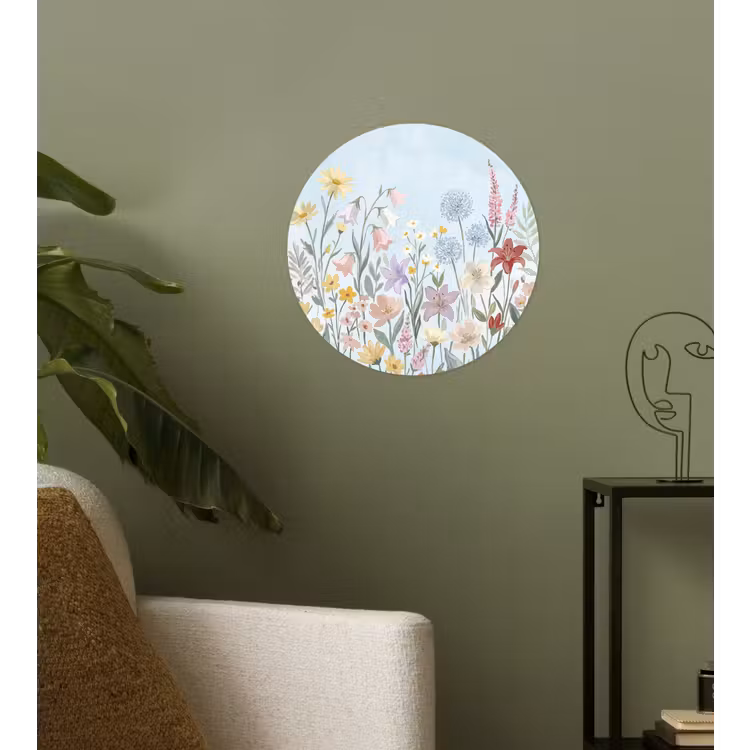 Behangcirkel - Weidebloemen - Illustratie - Kleurrijk — 3