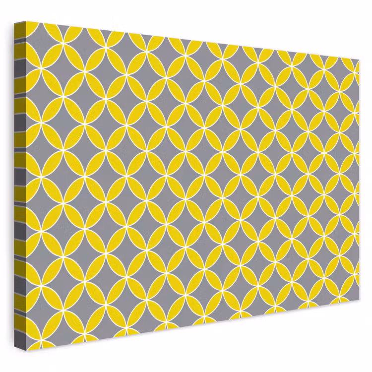 Buiten canvas - Geometrisch - Cirkels - Modern - Grijs - Geel — 1