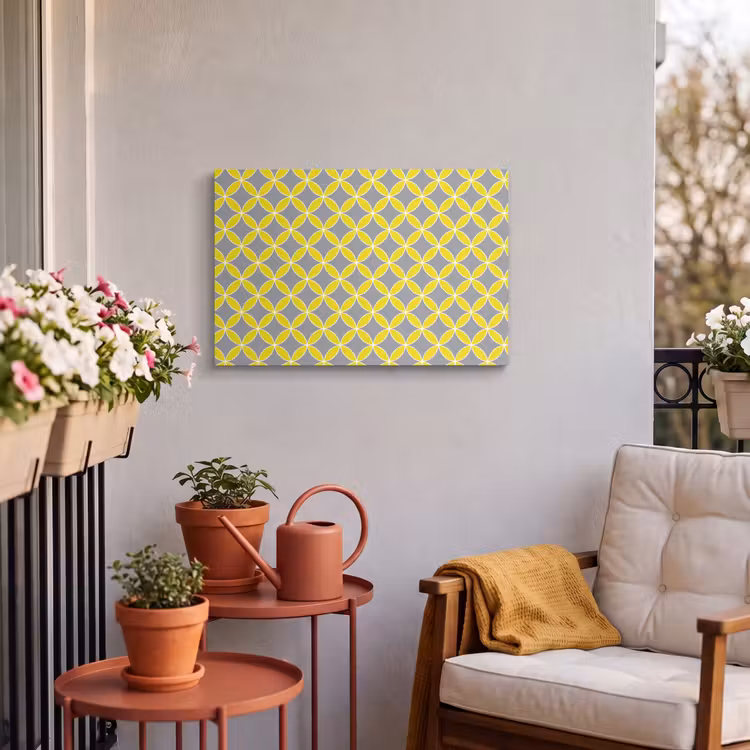 Buiten canvas - Geometrisch - Cirkels - Modern - Grijs - Geel — 4