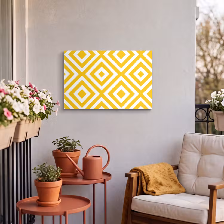Buiten canvas - Geometrisch - Lijnen - Modern - Geel - Wit — 4