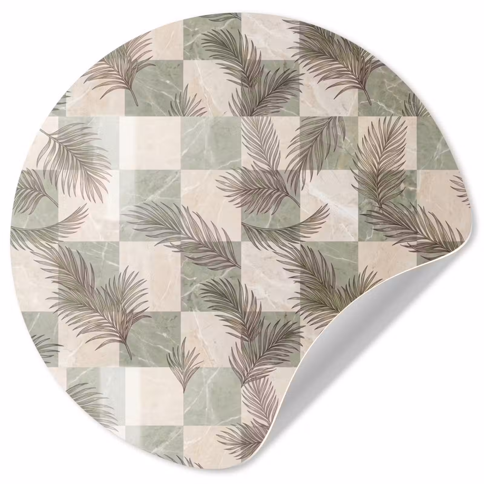 Behangcirkel - Planten - Bladeren - Marmer - Modern - Groen — 1