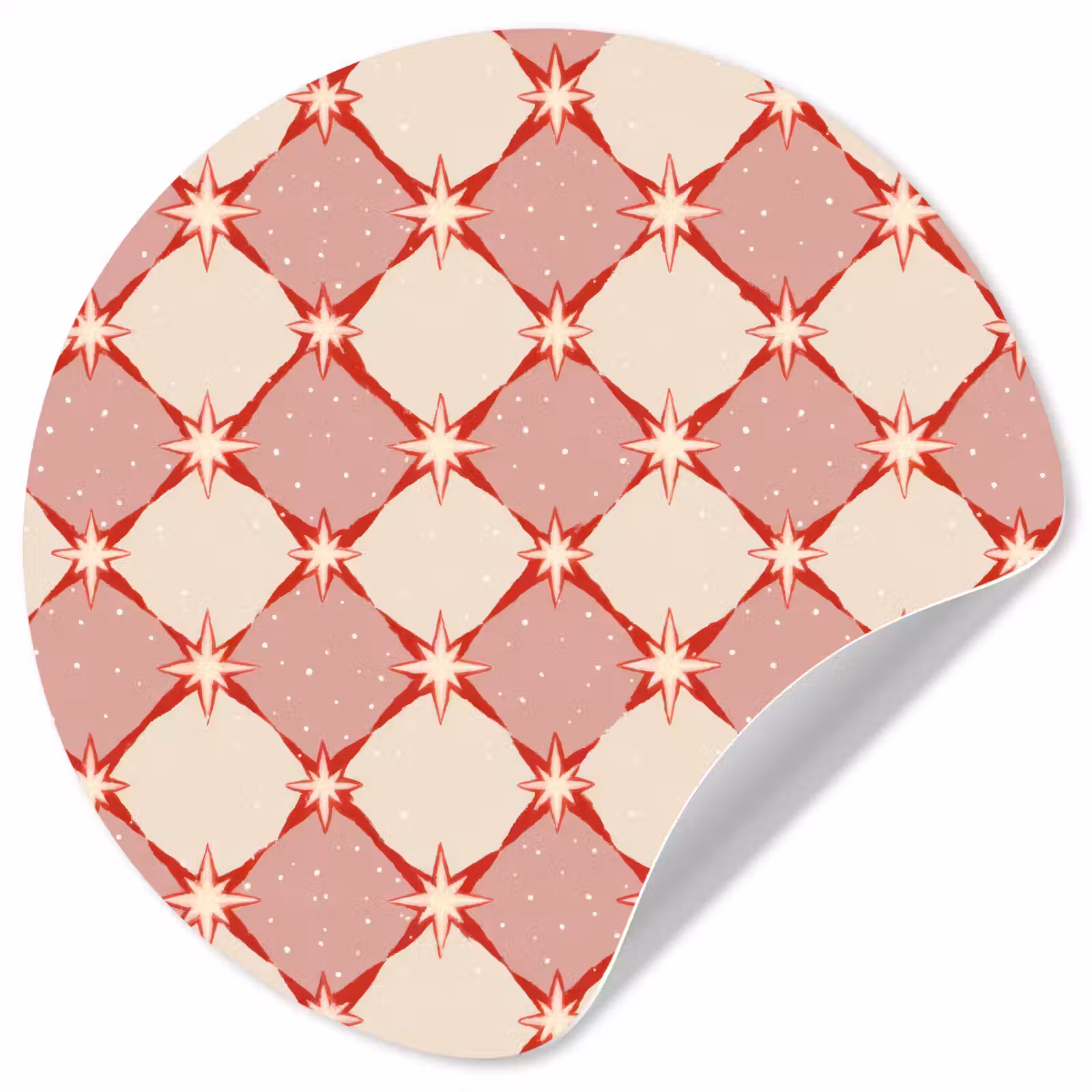 Behangcirkel - Ruiten - Sterren - Vintage - Oudroze - Rood — 1