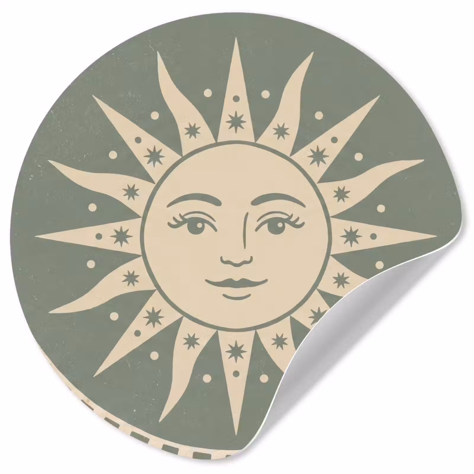 Behangcirkel - Zon - Sterren - Astrologie - Vintage - Groen — 1