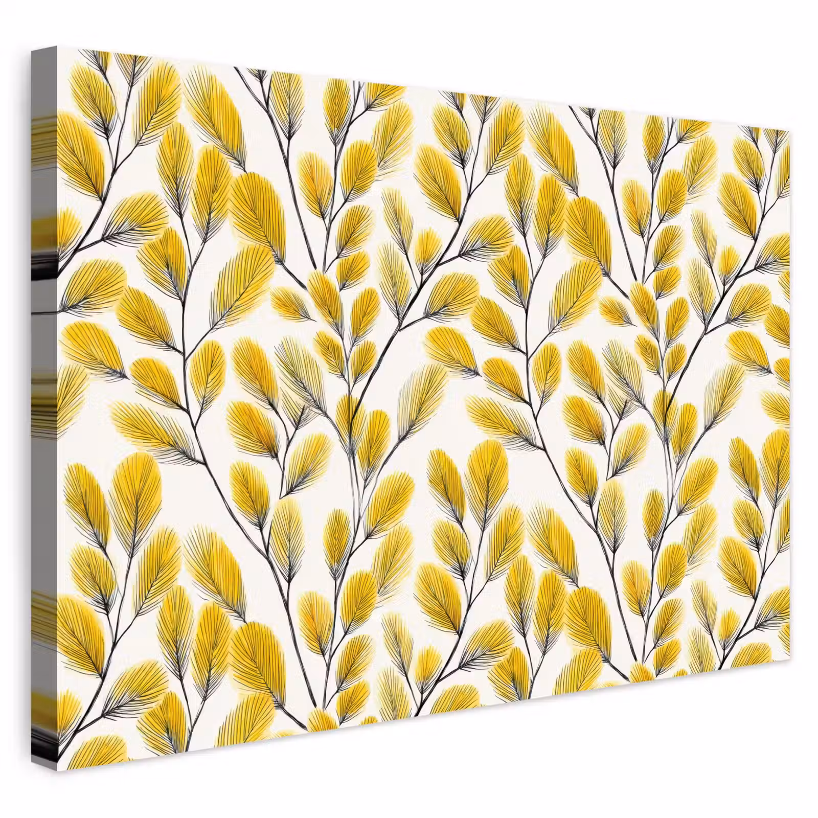 Buiten canvas - Bladeren - Botanisch - Elegant - Geel - Zwart — 1