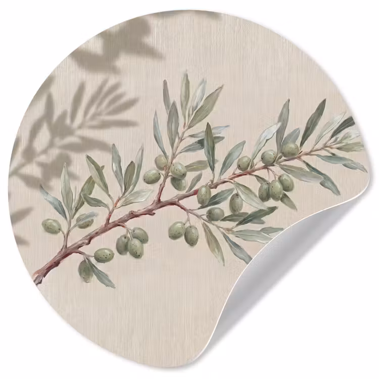 Behangcirkel - Olijftak - Bladeren - Natuur - Groen - Beige — 1