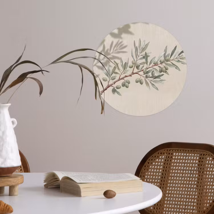 Behangcirkel - Olijftak - Bladeren - Natuur - Groen - Beige — 4
