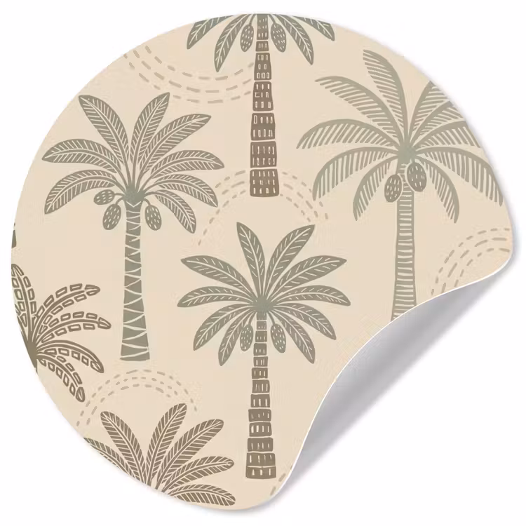 Behangcirkel - Palmbomen - Patroon - Tropisch - Beige — 1