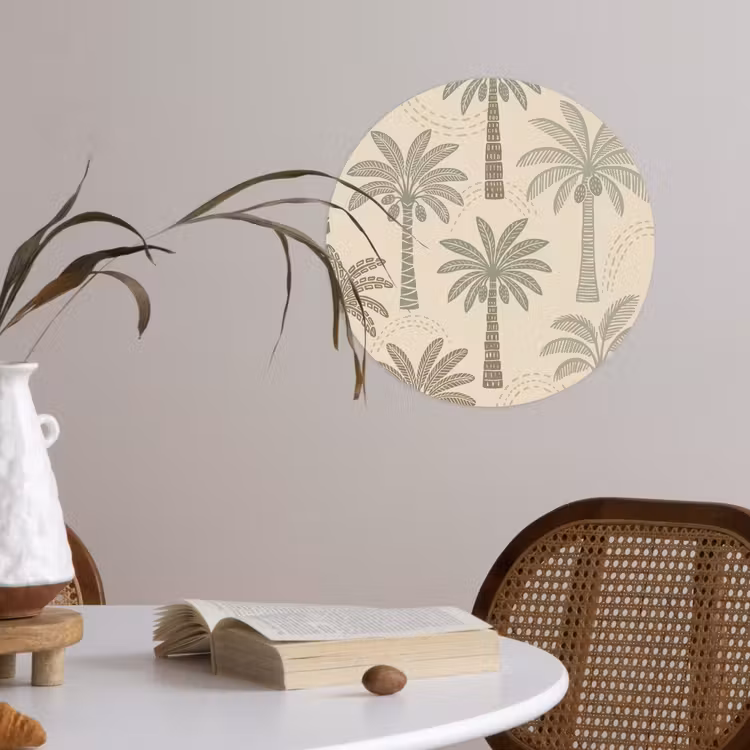 Behangcirkel - Palmbomen - Patroon - Tropisch - Beige — 4