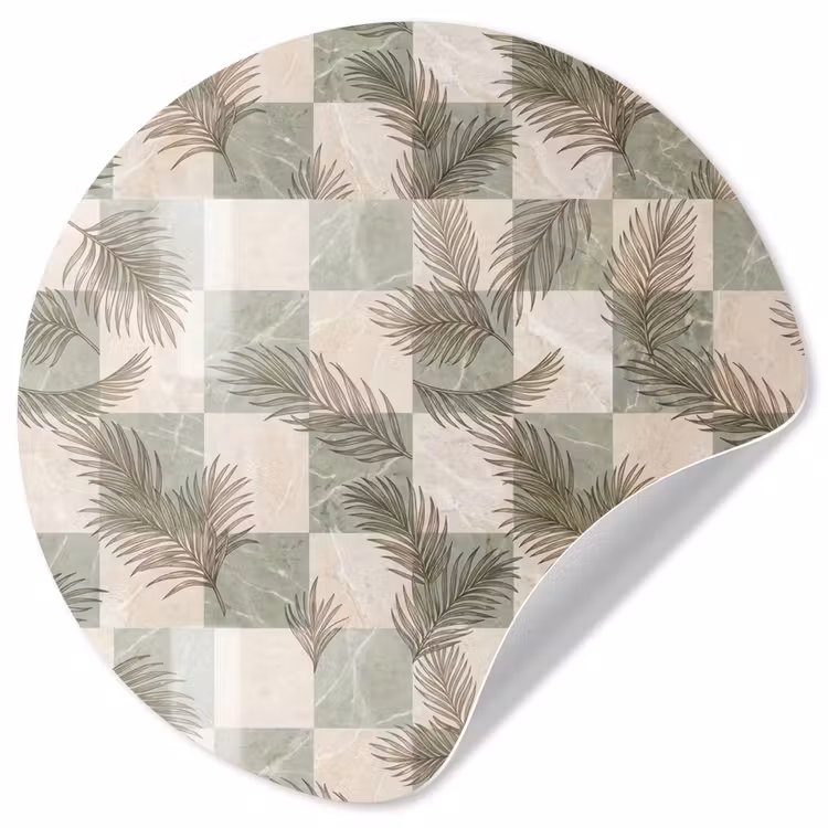 Behangcirkel - Planten - Bladeren - Marmer - Modern - Groen — 1