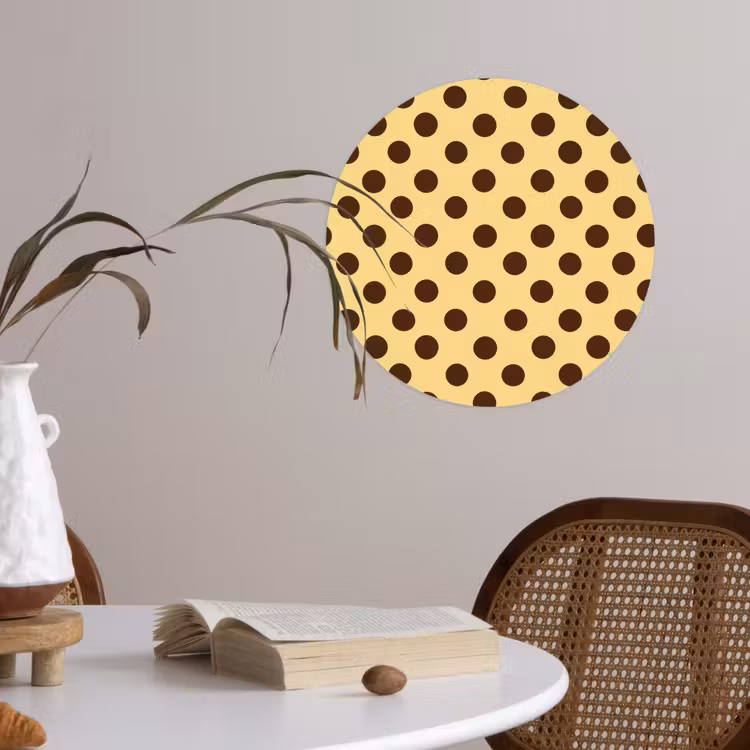 Behangcirkel - Polka Dot - Stippen - Retro - Geel - Bruin — 4