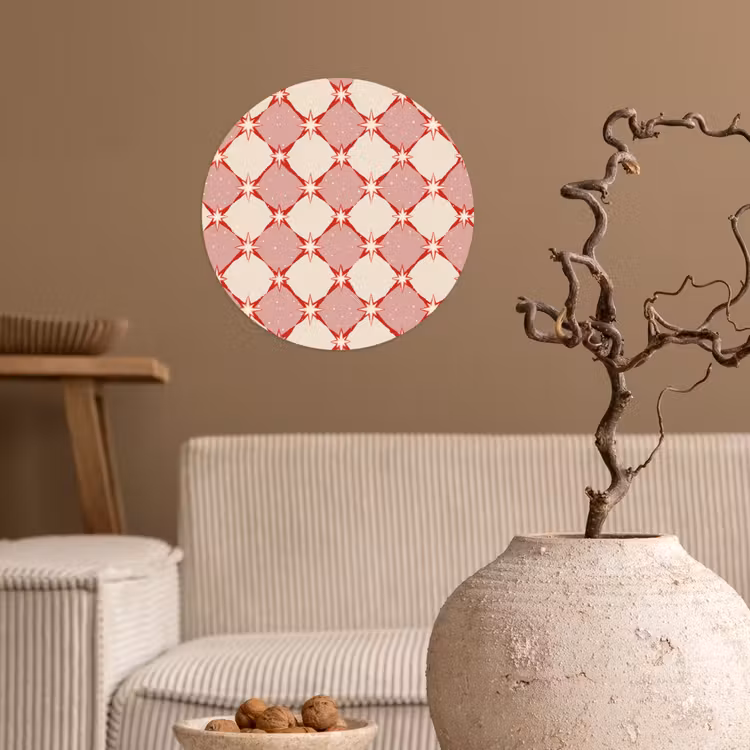Behangcirkel - Ruiten - Sterren - Vintage - Oudroze - Rood — 2