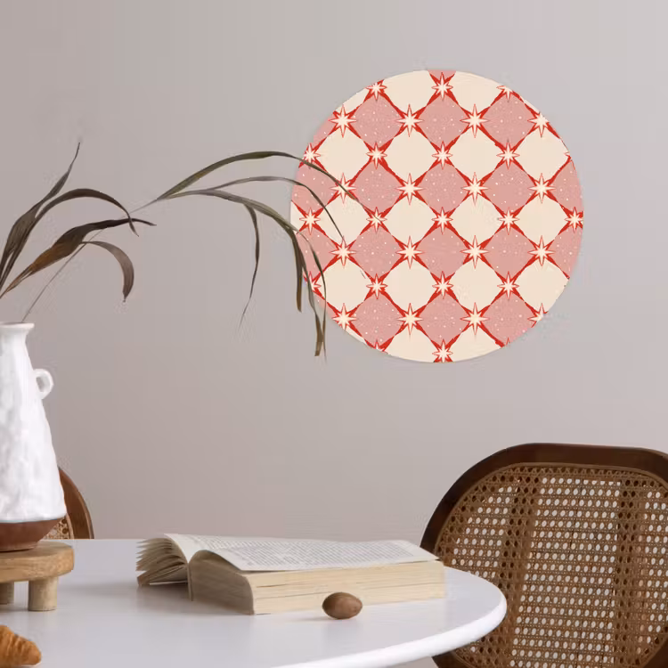 Behangcirkel - Ruiten - Sterren - Vintage - Oudroze - Rood — 4