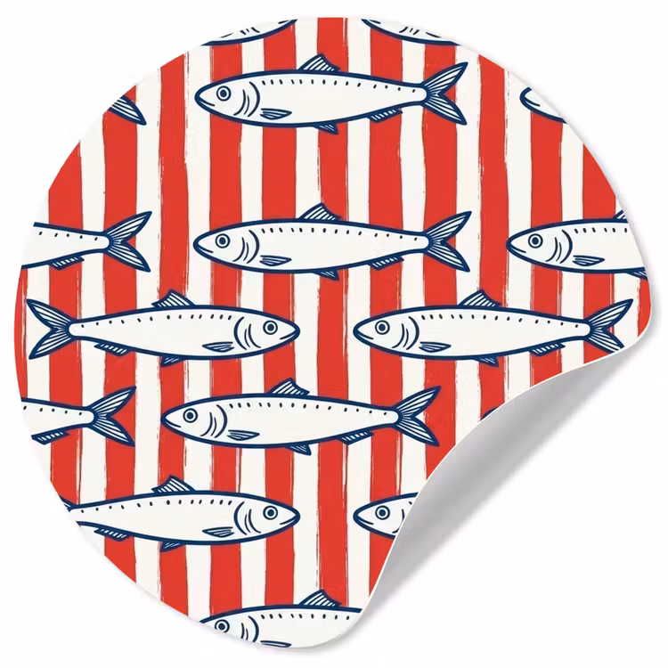 Behangcirkel - Vis - Patroon - Strepen - Illustratie - Rood — 1