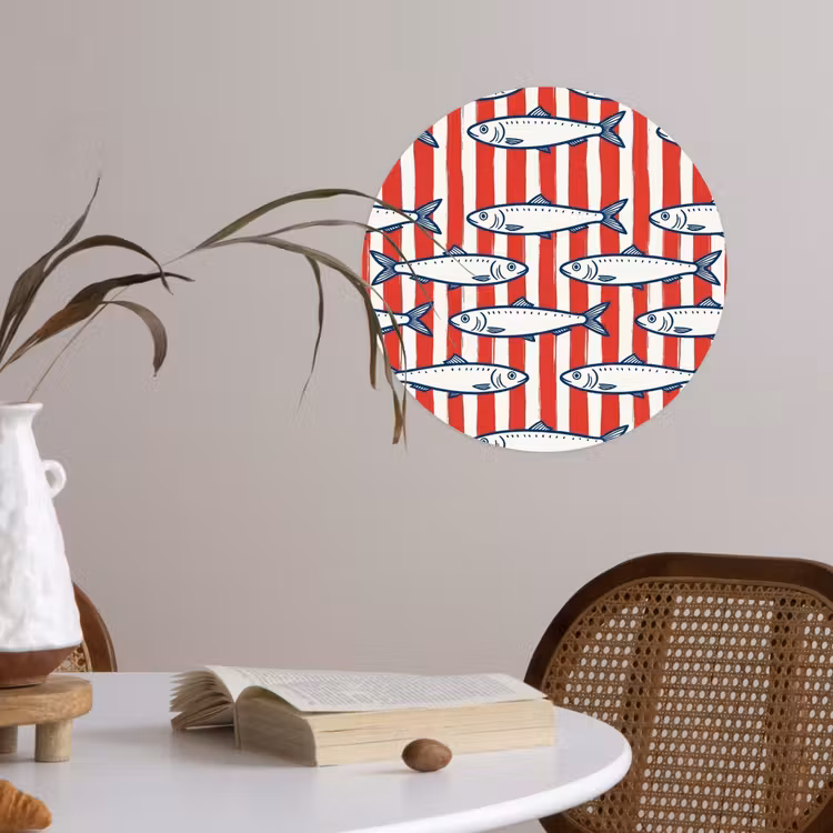 Behangcirkel - Vis - Patroon - Strepen - Illustratie - Rood — 4