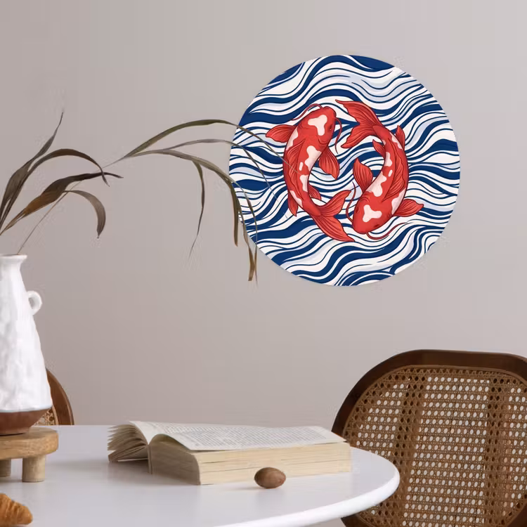 Behangcirkel - Vis - Water - Natuur - Illustratie - Rood — 4