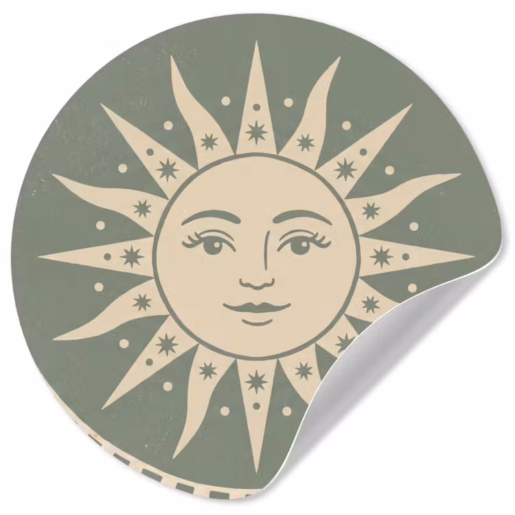 Behangcirkel - Zon - Sterren - Astrologie - Vintage - Groen — 1