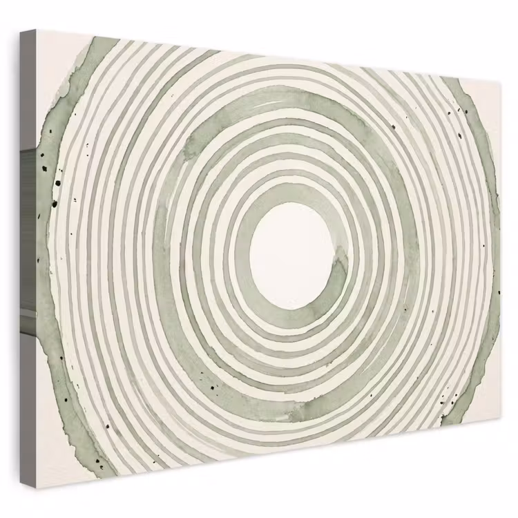 Buiten canvas - Abstractie - Cirkels - Waterverf - Groen - Modern — 1