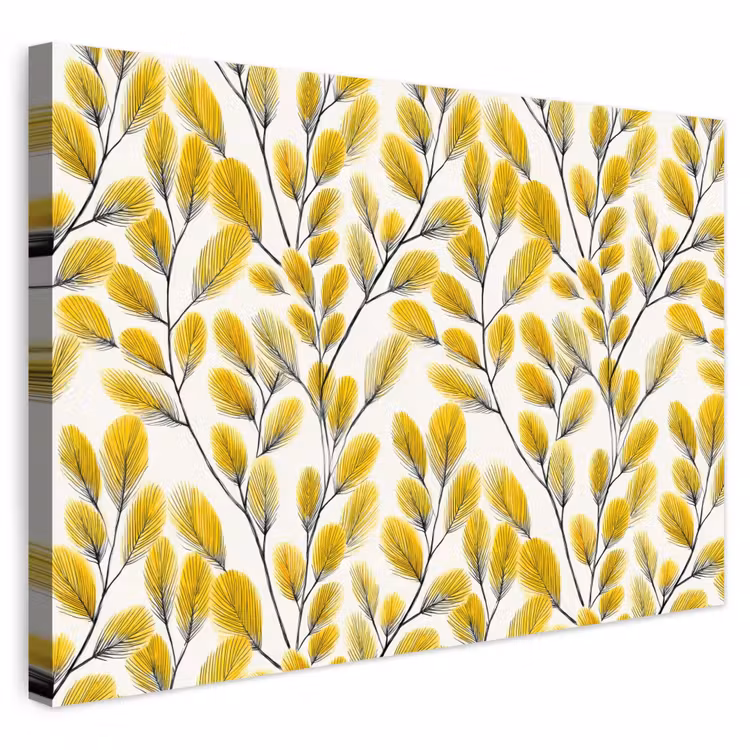 Buiten canvas - Bladeren - Botanisch - Elegant - Geel - Zwart — 1